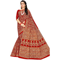 TAMAIRA FASHION Womens Plain Weave Pure Cotton Saree Without Blouse Piece(2336_Red)