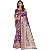 SIRIL Womens Art Silk Banarasi Jacquard Saree With Unstitched Blouse Piece (3412S153A_Purple)