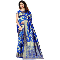 Sugathari Womens Banarasi Saree Pure Kanjivaram Silk Saree Soft new ladies 2023 Design Wear Sarees Latest Cotton Party Sari collections With Blouse Piece for Wedding sadi (SAM PARI-37 ROYLE BLUE)