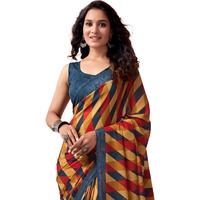 SIRIL Womens Georgette Geometric Printed Saree With Unstitched Blouse Piece (3671S2574_Grey & Beige)