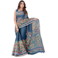 MIRCHI FASHION Womens Kota Doria Kota Doria Checks Woven Geometric Printed Saree with Blouse Piece (38541-Blue, Yellow)