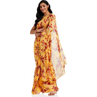 Satrani Womens Woven Polyester Saree (1850ST173_Yellow)