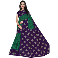 TAMAIRA FASHION Plain Weave Womens Pure Cotton Saree Without Blouse Piece (973_Seagreen and Purple)
