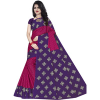 TAMAIRA FASHION Plain Weave Womens Pure Cotton Saree Without Blouse Piece (973_Pink and Purple)