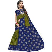 TAMAIRA FASHION Plain Weave Womens Pure Cotton Saree Without Blouse Piece (973_Green and Blue)
