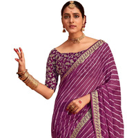 SIRIL Womens Leheriya Printed Georgette Saree with Unstitched Blouse Piece (2555S285_Pink)