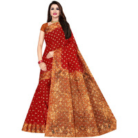 TAMAIRA FASHION Womens Plain Weave Pure Cotton Saree Without Blouse Piece(2355_Red)