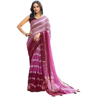 SIRIL Womens Georgette Printed Zari Work Saree With Unstitched Blouse Piece (3402S265_Purple)