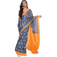 SIRIL Womens Printed Cotton Saree with Unstitched Blouse Piece (3323S276_Grey)