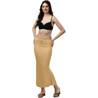 Cotton Lycra Saree Shapewear Petticoat for Women, Stretchable Saree Shaper Petticoat Inskirt, Shape wear Dress for Saree, Skirts (Large, Light Beige)