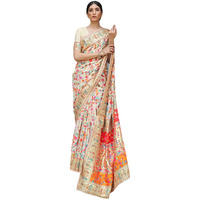 Amazon Brand - Anarva Womens Kashmiri Jamawar Woven Banarasi Silk Saree With Blouse Piece