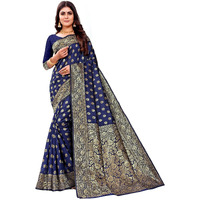 Sugathari Womens Banarasi Saree Pure Kanjivaram Silk Saree Soft new ladies 2023 Design Wear Pattu Sarees Latest Cotton Party Sari collections With Blouse Piece for Wedding sadi (PARI S-1 N BLUE)