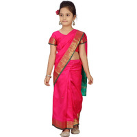 Aarika Girls Rani Colour Saari (SR-20690-RANI-24)