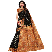 TAMAIRA FASHION Womens Plain Weave Pure Cotton Saree Without Blouse Piece(2355_Black)