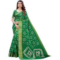 Satrani Womens Woven Cotton Blend Saree (1985ST486_Parrot Green)