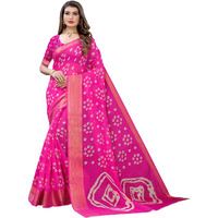 Satrani Womens Woven Cotton Blend Saree (1985ST487_Hot Pink)