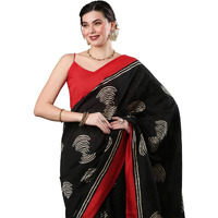AKHILAM Womens Tussar Bhagalpuri Silk Peacock Saree With Unstitched Blouse Piece (Black_22WOM22905)