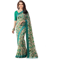 RAJESHWAR FASHION WITH RF Womens Floral Printed Georgette Sarees For Women With Jacquard Lace Border & Blouse(A15 FLOWER_Multicolored_Free Size 6.30 Mtr)