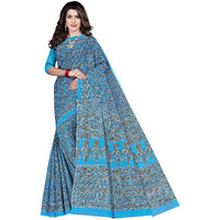 TAMAIRA FASHION Womens Plain Weave Pure Cotton Saree Without Blouse Piece(2336_Turquoise)
