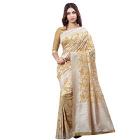 Glory Sarees Womens Banarasi Artificial Silk Saree With Blouse Piece (kara124-beige_Beige)