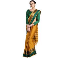 SAREE MALL Womens Silk Cotton Saree With Blouse Piece (8AURA8005_M Sarees for women_Mustard)