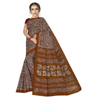 TAMAIRA FASHION Womens Plain Weave Pure Cotton Saree Without Blouse Piece(1654_RustBrown)