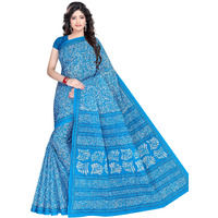 TAMAIRA FASHION Womens Plain Weave Pure Cotton Saree Without Blouse Piece (1654_Malmal_Turquoise)