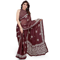 RAJESHWAR FASHION WITH RF Womens Batik Printed Chinon Silk Saree For Women With Blouse(Winee_Free Size 6.30)