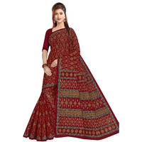 TAMAIRA FASHION Womens Plain Weave Pure Cotton Saree Without Blouse Piece(11027_Maroon)