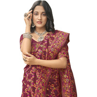 Glory Sarees Womens Kashmiri Pashmina Silk Woven Saree With Blouse Piece (Heritage_Silk108_Maroon)