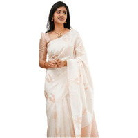 Yashika Womens Trendy Cotton Silk White Color Saree with Blouse Material(PANKHI WHITE)