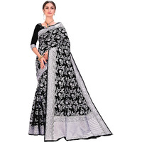 Glory Sarees Womens Banarasi Silk Saree With Blouse Piece (kara124-black_Black)