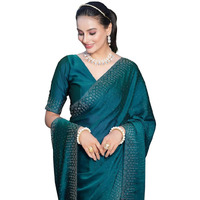 Satrani Womens Pure Georgette Saree (3186S139N_Teal Blue)