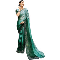 Satrani Womens Pure Georgette Saree (3430S279N_Dark Light Green)