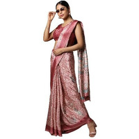 Jaanvi Fashion Womens Crepe Saree With Blouse Piece (Fusion-8306-A-Ct_Pink)