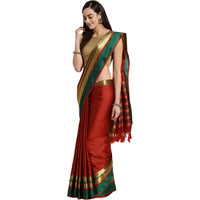 SAREE MALL Womens Silk and Cotton Saree with Blouse Piece (8AURA8003_M_Red)
