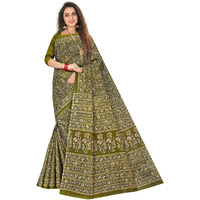 TAMAIRA FASHION Womens Plain Weave Pure Cotton Saree Without Blouse Piece(2336_Green)