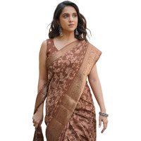 MIRCHI FASHION Womens Silk Blend Kalamkari Printed Saree with Blouse Piece (42264-Dusty Rust, Light Peach)