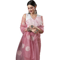 AKHILAM Womens Mauve Organza Bagh Saree With Unstitched Blouse Piece (4KAVI402)