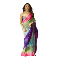 Sidhidata Womens Printed Pure Georgette Saree With Unstitched Blouse Piece (Alia What Jhumkaaa_Multicolour_Free Size)