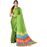SIRIL Womens Tassel & Bandhani Printed Silk Saree with Unstitched Blouse Piece(2362S562_Parrot Green)