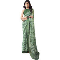 SIRIL Womens Georgette Geometric Printed Saree With Unstitched Blouse Piece (3451S1099_Light Green)