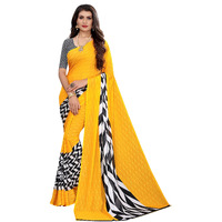 Yashika Womens Pure Georgette Saree With Blouse Piece (Piku Yellow_Yellow)
