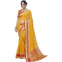 Yashika Womens Georgette Saree Printed Saree With Unstitched Blouse Material - Suitable For All Indian Occasions and Festivals (AZ-YS-OG-HALDI YELLOW)