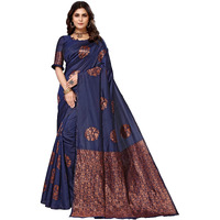 Yashika Womens Banarsi Cotton Silk Standard Length (New MUDRA Navy