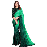 Pratham Blue Womens Silk Saree With Blouse Piece (AM-3103_Green)
