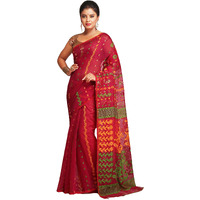 BENGAL HANDLOOM Womens Cotton Silk Dhakai Bbd1 Soft Jamdani Sarees, Multi