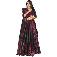 Pujia Mills Women And Girls Banarasi Silk Saree With Blouse Piece (Kumbhi Saree_Orange)