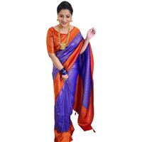 SGF11 Womens Kanjivaram Soft Lichi Silk Saree With Blouse Piece (Blue)