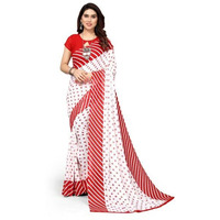 Yashika Womens Georgette Printed Saree With Blouse Piece(ZHILMIL RED_N_Free Size)